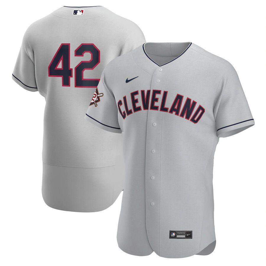 Mens Cleveland Indians #42 Nike Gray Road Jackie Robinson Day Authentic MLB Jerseys->colorado rockies->MLB Jersey